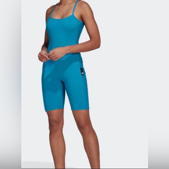 New Adidas Blue SL SU Studio Lounge Tank Jump Suit sz. small - Picture 1 of 11